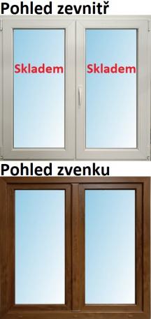 Okna SMART - Skladem SMART Dvoukdl plastov okno 120x150 Zlat dub / Bl, Otevrav i Otevrav a sklopn