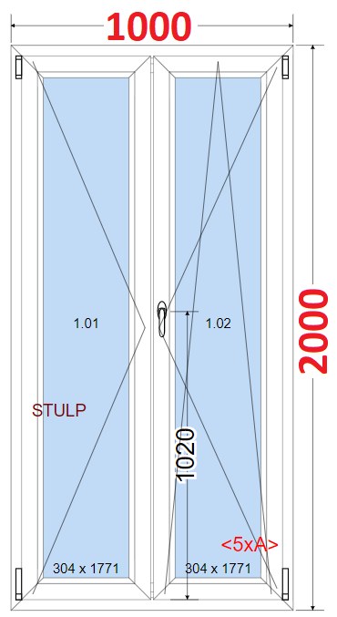 O + OS (Stulp) SMART Dvoukdl plastov okno 100x200,  bez stedovho sloupku