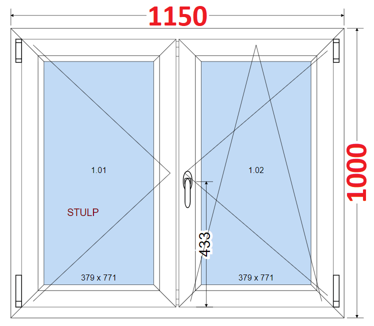 Okna SMART - Na mru SMART Dvoukdl plastov okno 115x100,  bez stedovho sloupku