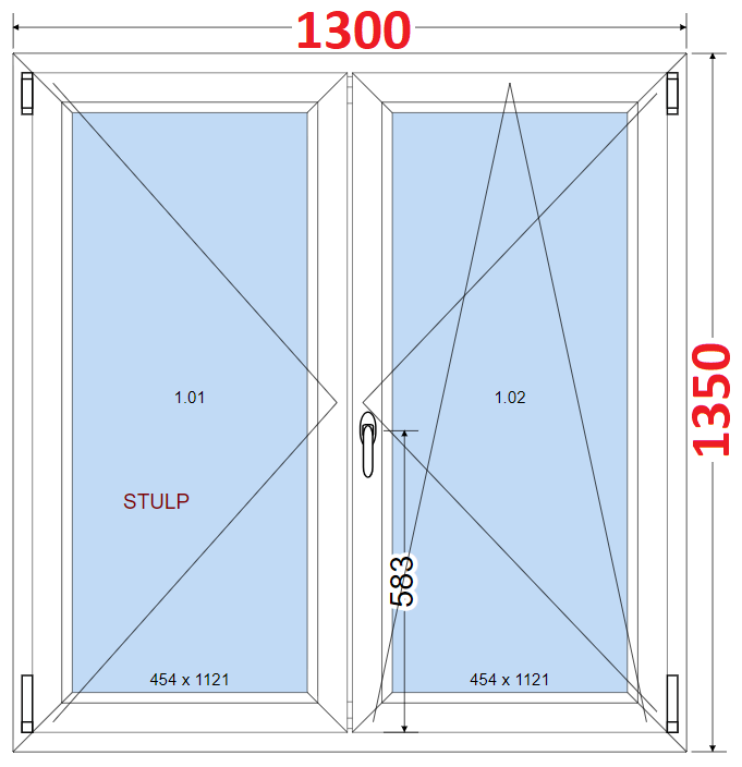 Dvoukdl Okna SMART - Na mru SMART Dvoukdl plastov okno 130x135,  bez stedovho sloupku