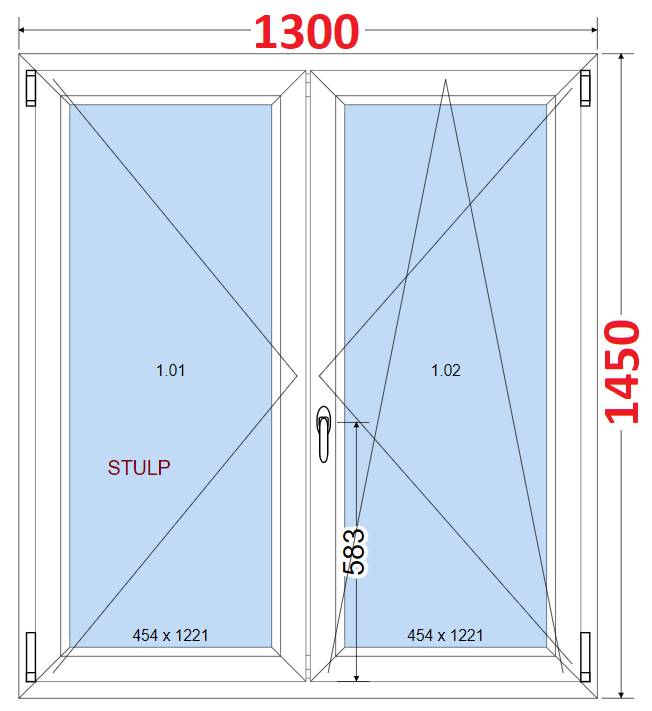 Dvoukdl Okna SMART - Na mru SMART Dvoukdl plastov okno 130x145,  bez stedovho sloupku