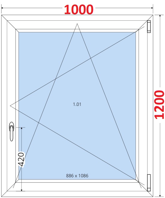 SMART Plastov okno 100x120, Otevrav a sklopn