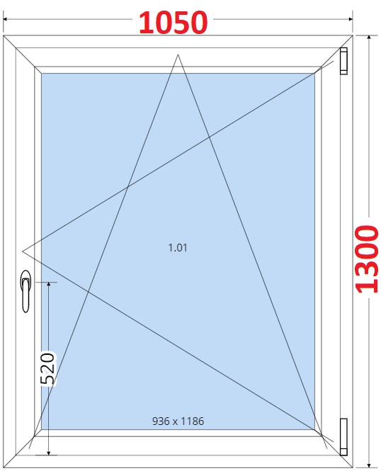 SMART Plastov okno 105x130, Otevrav a sklopn
