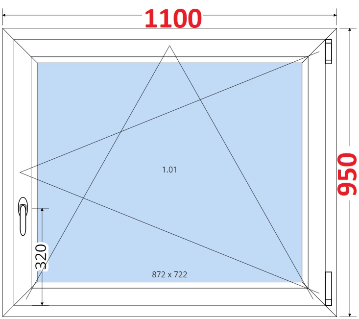 Okna OS - ka 110cm SMART Plastov okno 110x95, Otevrav a sklopn