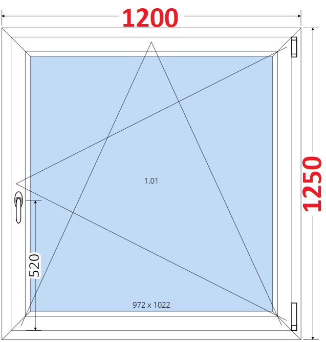 SMART Plastov okno 120x125, Otevrav a sklopn