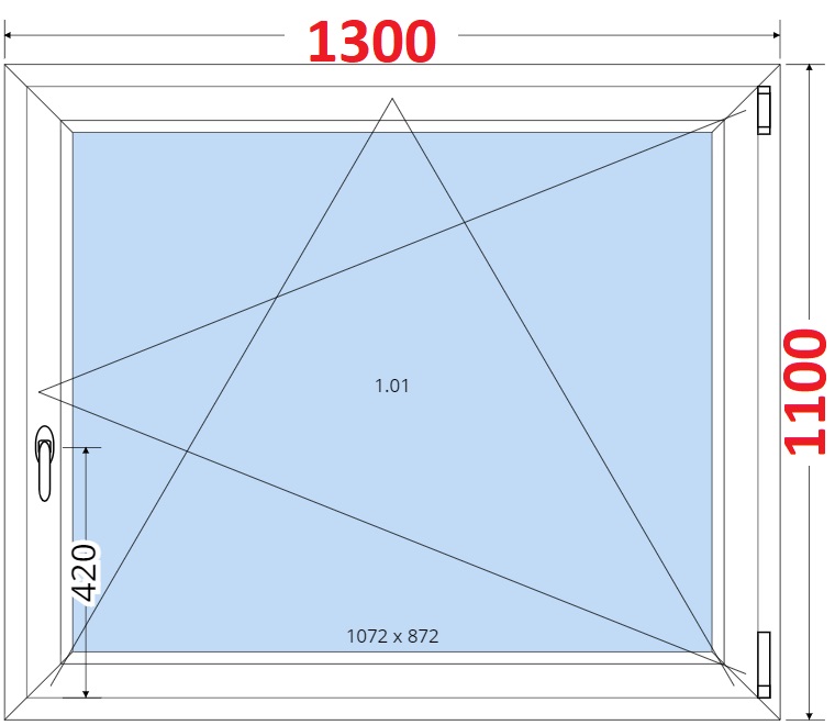 Okna OS - ka 130cm SMART Plastov okno 130x110, Otevrav a sklopn