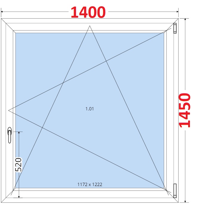 Okna OS - ka 140cm SMART Plastov okno 140x145, Otevrav a sklopn