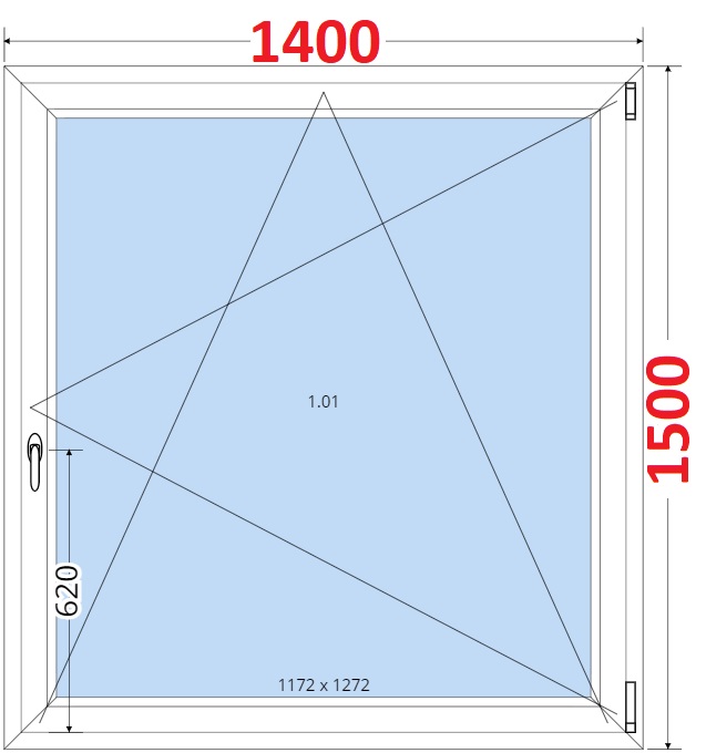 Okna OS - ka 140cm SMART Plastov okno 140x150, Otevrav a sklopn
