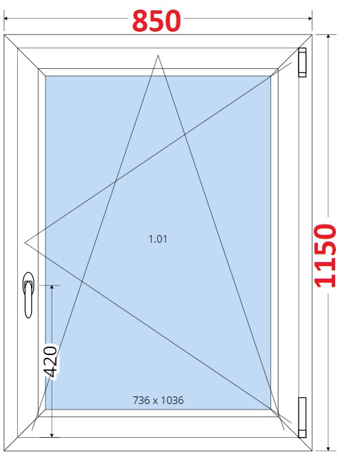 SMART Plastov okno 85x115, Otevrav a sklopn