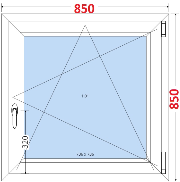 SMART Plastov okno 85x85, Otevrav a sklopn