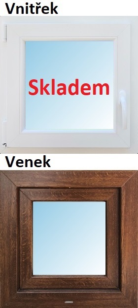 Okna SMART - Otevrav a sklopn - SKLADEM SMART Plastov okno 75x75 Zlat dub/Bl, Otevrav a sklopn, Lev
