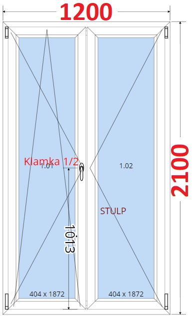 Dvoukdl Balkonov dvee (O+OS-Stulp) - ka 120cm SMART Dvoukdl balkonov dvee 120x210, Otevrav a sklopn