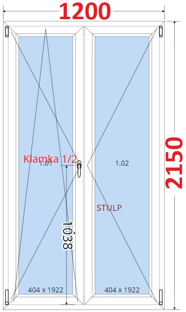Dvoukdl Balkonov dvee (O+OS-Stulp) - ka 120cm SMART Dvoukdl balkonov dvee 120x215, Otevrav a sklopn