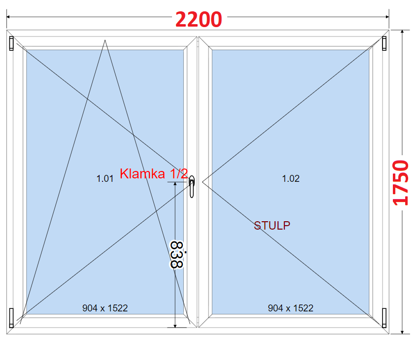 SMART Dvoukdl balkonov dvee 220x175, Otevrav a sklopn
Kliknutm zobrazte detail obrzku.