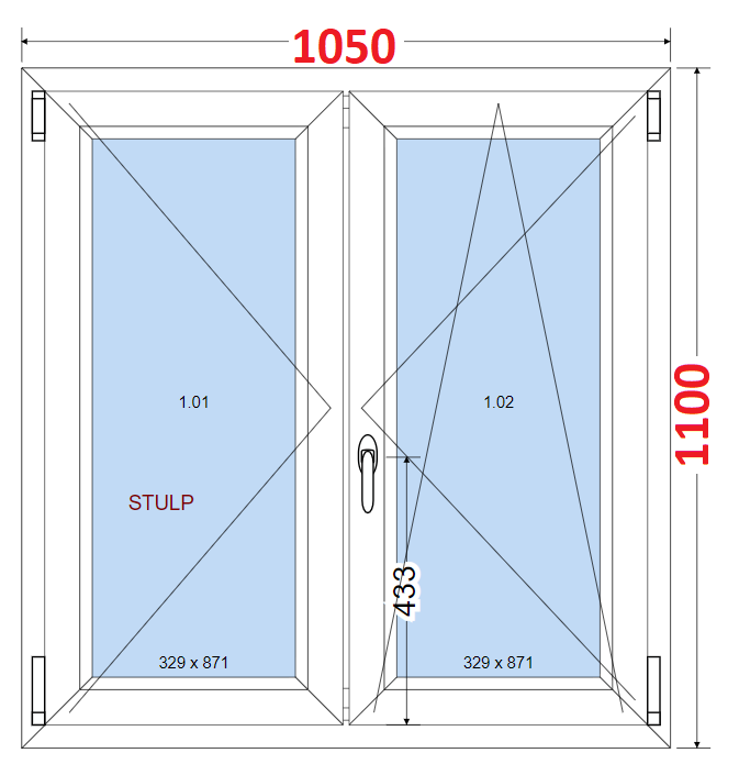 Okna SMART - Na mru SMART Dvoukdl plastov okno 105x110,  bez stedovho sloupku