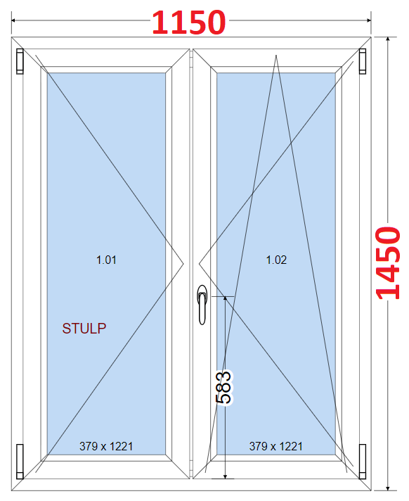 Okna SMART - Na mru SMART Dvoukdl plastov okno 115x145,  bez stedovho sloupku