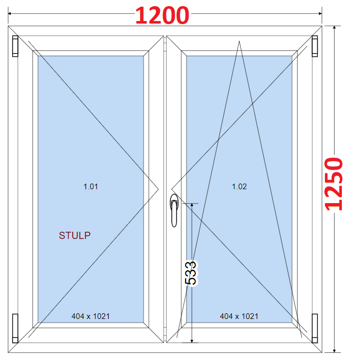 Okna SMART - Na mru SMART Dvoukdl plastov okno 120x125,  bez stedovho sloupku