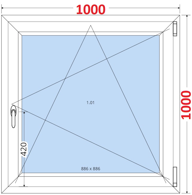 Jednokdl Okna SMART - Na mru SMART Plastov okno 100x100, Otevrav a sklopn