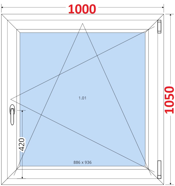 Jednokdl Okna SMART - Na mru SMART Plastov okno 100x105, Otevrav a sklopn