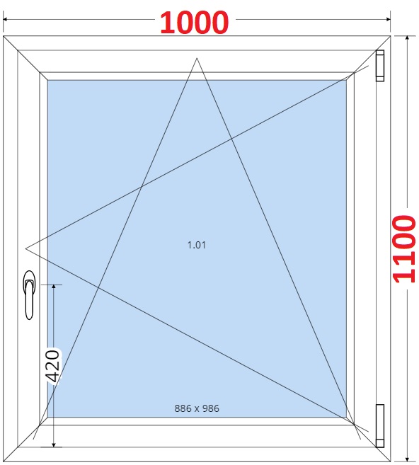 Dvoukdl balkonov dvee s pkou OS VEKA 82MD SMART Plastov okno 100x110, Otevrav a sklopn