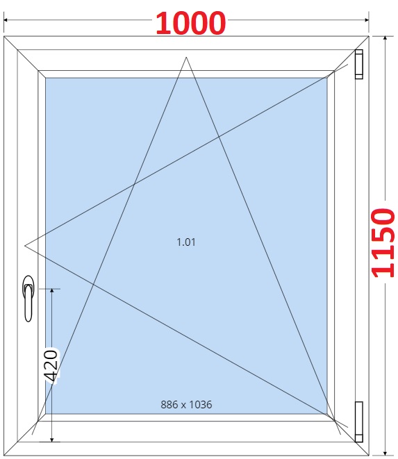 Jednokdl Okna SMART - Na mru SMART Plastov okno 100x115, Otevrav a sklopn