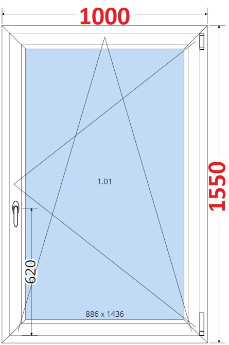 Okna OS - ka 100cm SMART Plastov okno 100x155, Otevrav a sklopn
