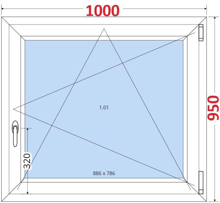 Okna OS - ka 100cm SMART Plastov okno 100x95, Otevrav a sklopn