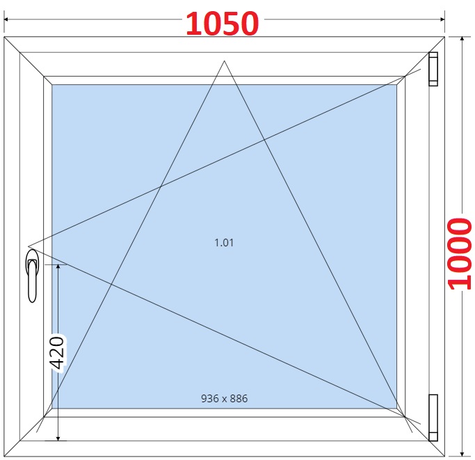 Jednokdl Okna SMART - Na mru SMART Plastov okno 105x100, Otevrav a sklopn