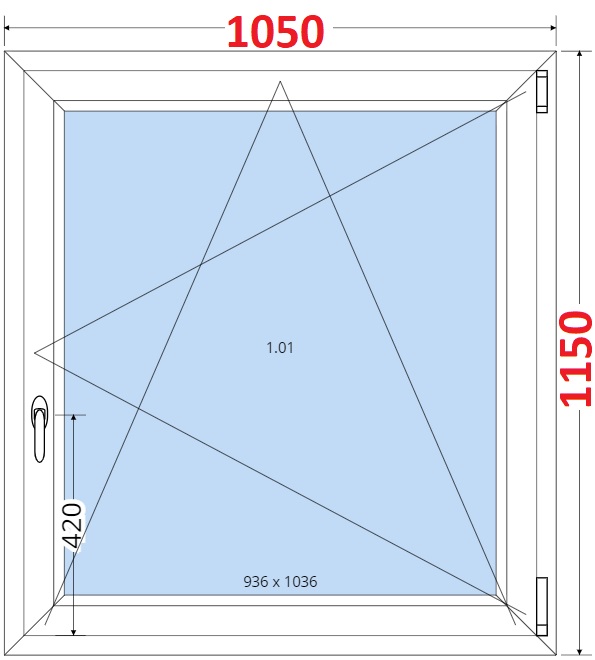 Jednokdl Okna SMART - Na mru SMART Plastov okno 105x115, Otevrav a sklopn