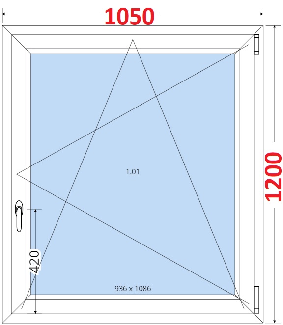 Dvoukdl balkonov dvee s pkou OS VEKA 82MD SMART Plastov okno 105x120, Otevrav a sklopn