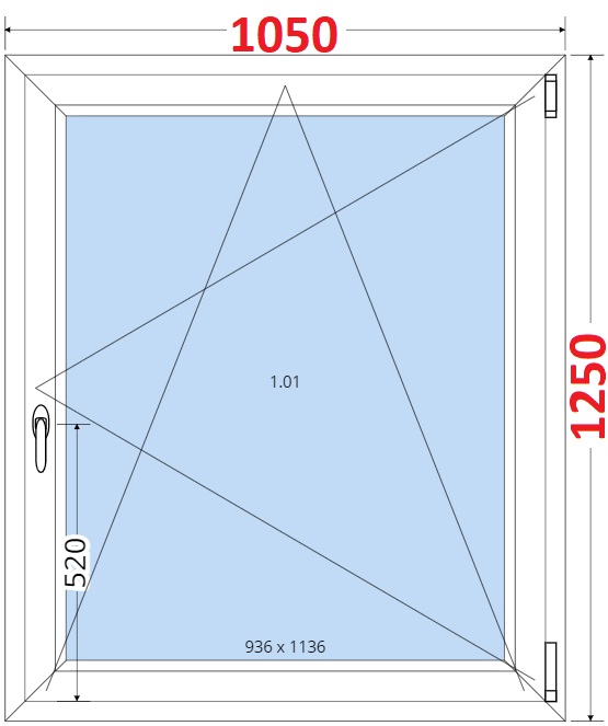 Okna OS - ka 105cm SMART Plastov okno 105x125, Otevrav a sklopn