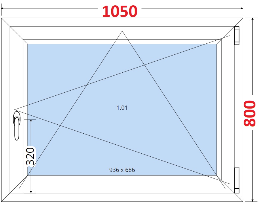 Okna OS - ka 105cm SMART Plastov okno 105x80, Otevrav a sklopn