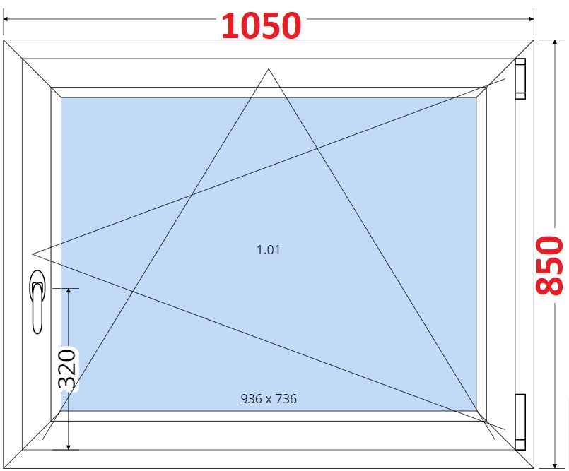 Okna OS - ka 105cm SMART Plastov okno 105x85, Otevrav a sklopn