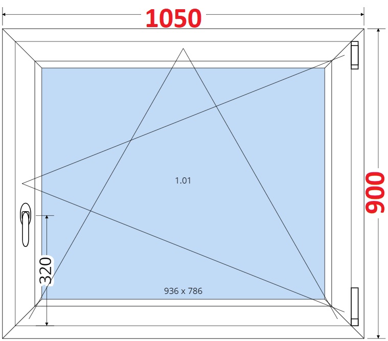 Okna OS - ka 105cm SMART Plastov okno 105x90, Otevrav a sklopn