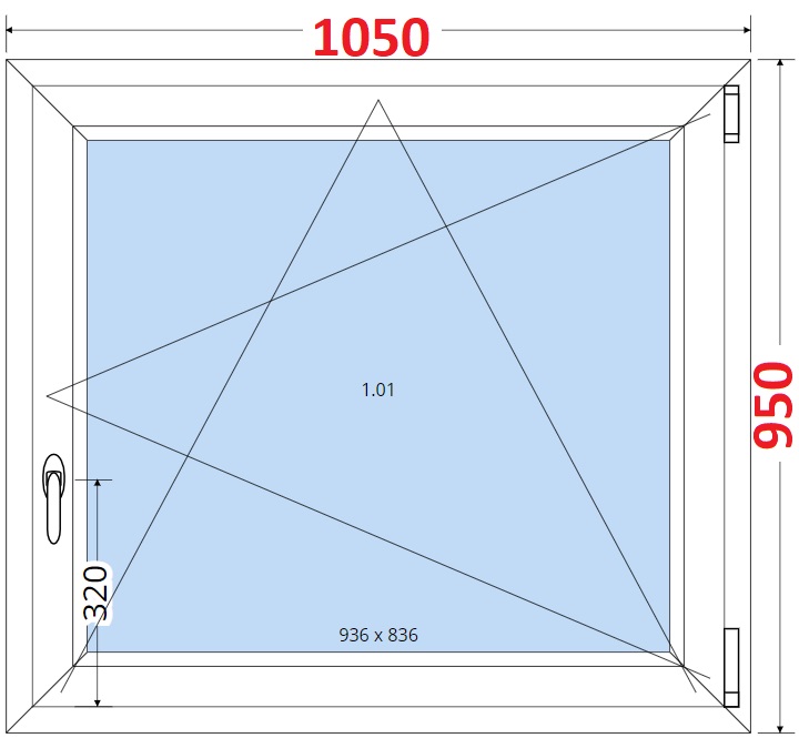 Okna OS - ka 105cm SMART Plastov okno 105x95, Otevrav a sklopn