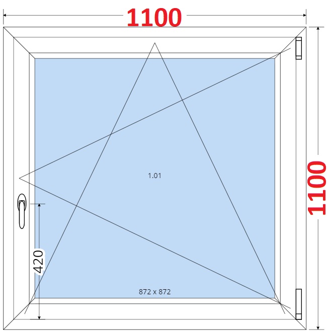 SMART Plastov okno 110x110, Otevrav a sklopn