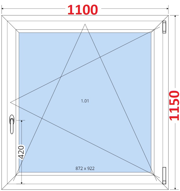 Jednokdl Okna SMART - Na mru SMART Plastov okno 110x115, Otevrav a sklopn