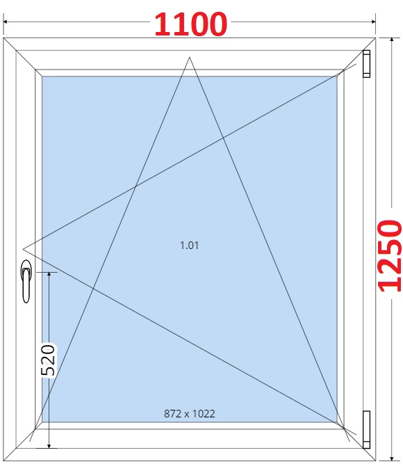 Jednokdl Okna SMART - Na mru SMART Plastov okno 110x125, Otevrav a sklopn