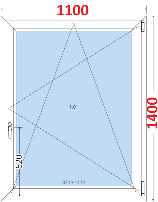Okna OS - ka 110cm SMART Plastov okno 110x140, Otevrav a sklopn