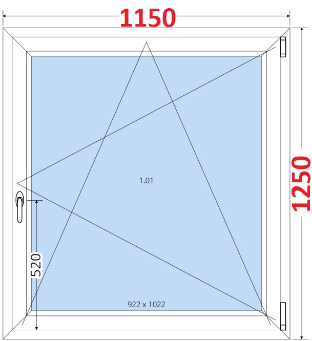 Jednokdl Okna SMART - Na mru SMART Plastov okno 115x125, Otevrav a sklopn