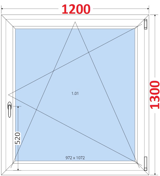 Jednokdl Okna SMART - Na mru SMART Plastov okno 120x130, Otevrav a sklopn