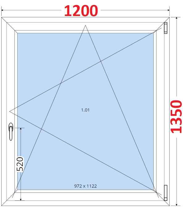 Jednokdl Okna SMART - Na mru SMART Plastov okno 120x135, Otevrav a sklopn