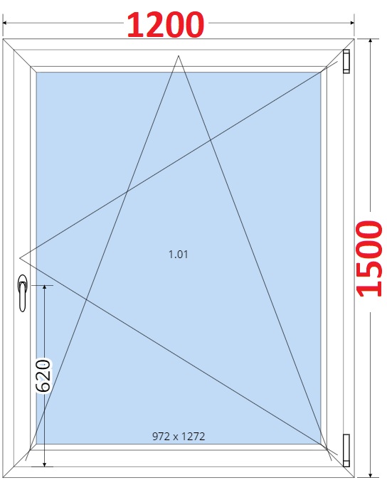 Jednokdl Okna SMART - Na mru SMART Plastov okno 120x150, Otevrav a sklopn