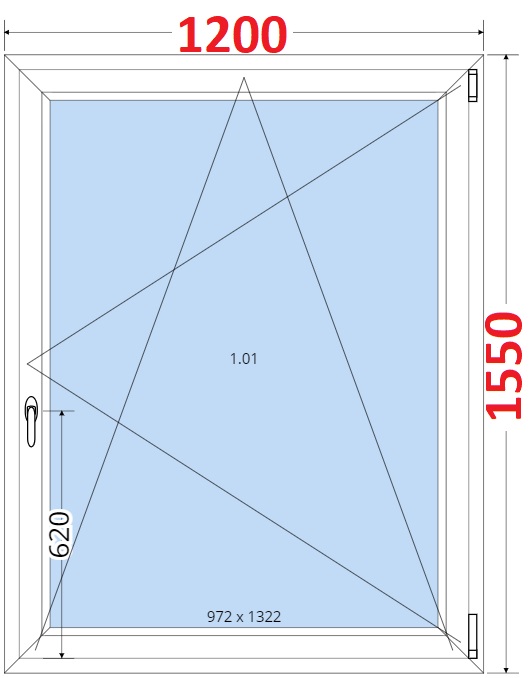 Okna OS - ka 120cm SMART Plastov okno 120x155, Otevrav a sklopn