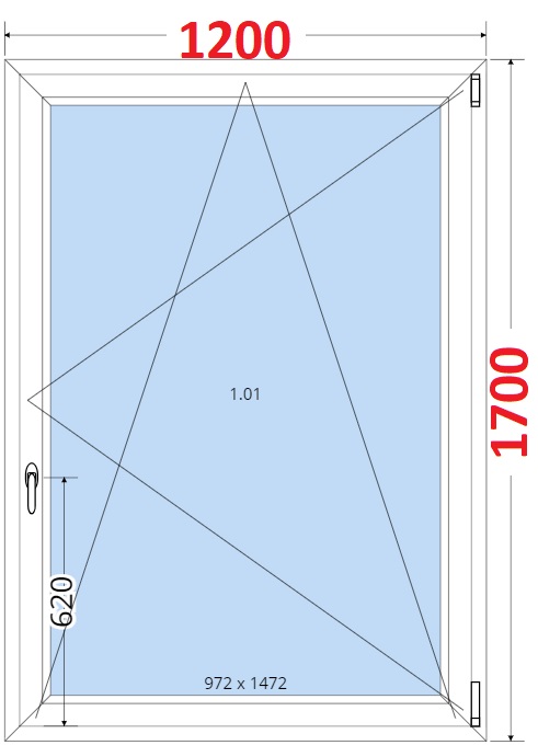 Okna OS - ka 120cm SMART Plastov okno 120x170, Otevrav a sklopn