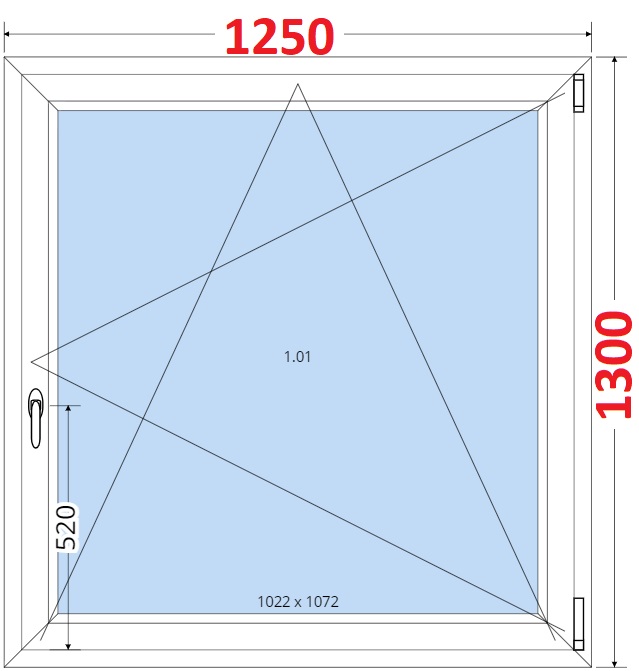 SMART Plastov okno 125x130, Otevrav a sklopn