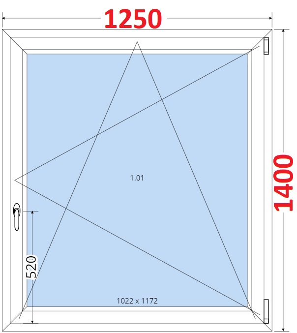 Jednokdl Okna SMART - Na mru SMART Plastov okno 125x140, Otevrav a sklopn