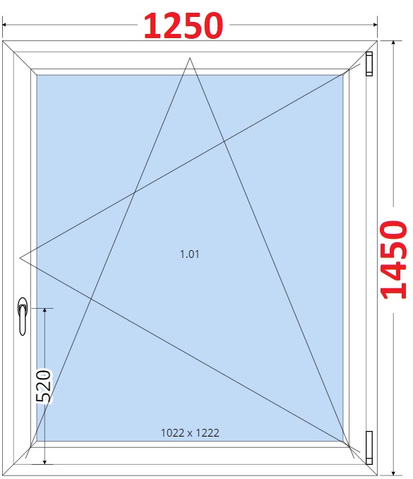 Okna OS - ka 125cm SMART Plastov okno 125x145, Otevrav a sklopn