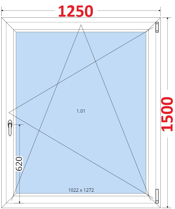 Jednokdl Okna SMART - Na mru SMART Plastov okno 125x150, Otevrav a sklopn