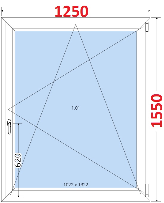 Jednokdl Okna SMART - Na mru SMART Plastov okno 125x155, Otevrav a sklopn
